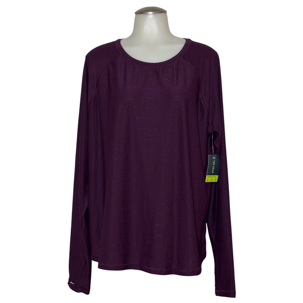 Tek Gear Active Top Women XL Burgundy Long Sleeve Thumbhole NWT- orig tag $24.99